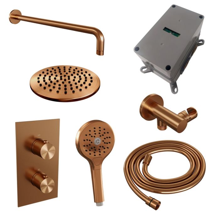 Brauer Edition 5-GK-056 thermostatic concealed rain shower 3-way diverter SET 33 copper brushed PVD