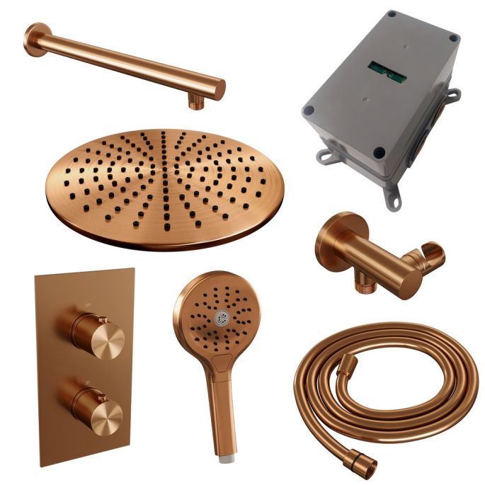 Brauer Edition 5-GK-059 thermostatic concealed rain shower 3-way diverter SET 32 copper brushed PVD