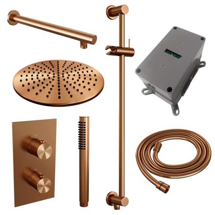 Brauer Edition 5-GK-065 thermostatic concealed rain shower 3-way diverter SET 38 copper brushed PVD