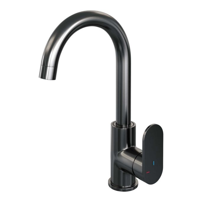 Brauer Edition 5-GM-003-R1 high surface-mounted basin mixer with swivel round spout model C gunmetal brushed PVD