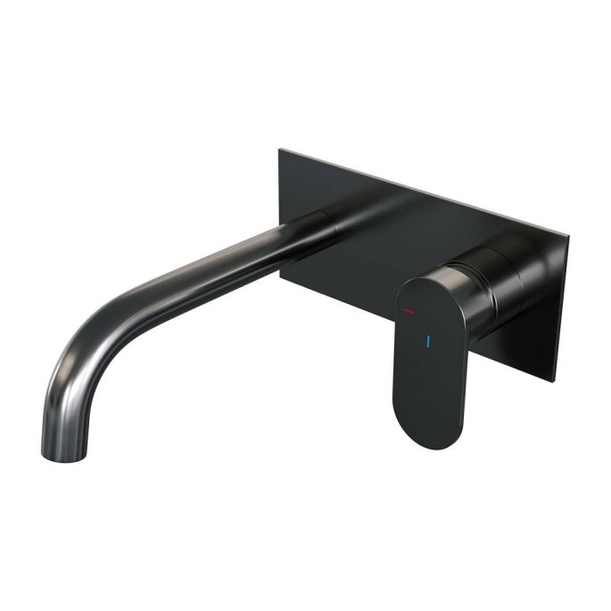 Brauer Edition 5-GM-004-B3 inbouw wastafelmengkraan met gebogen uitloop en afdekplaat model C1 gunmetal geborsteld PVD