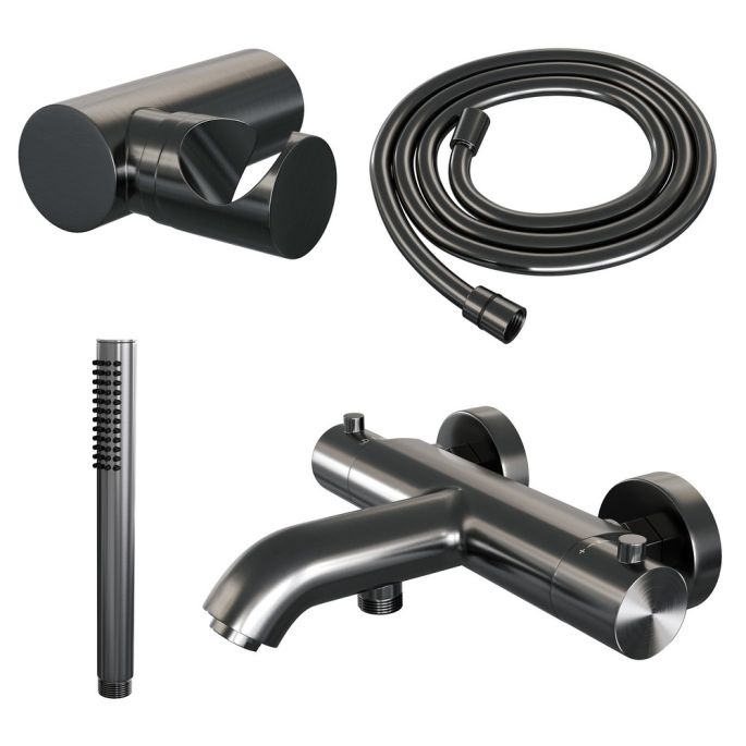 Brauer Edition 5-GM-041-3 surface-mounted bath shower thermostatic mixer SET 03 gunmetal brushed PVD