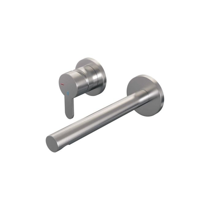 Brauer Edition 5-NG-083-S4-65 Unterputz-Waschtischbatterie mit geradem Auslauf und Abdeckplatten Modell D2 Edelstahl gebürstet PVD