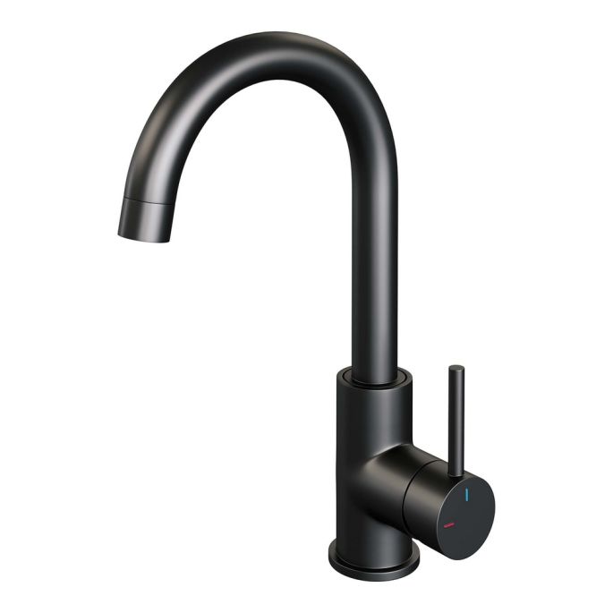 Brauer Edition 5-S-003 high surface-mounted basin mixer with swivel round spout model A matte black