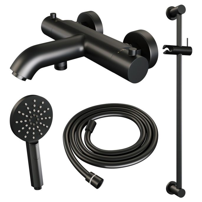 Brauer Edition 5-S-041-2 Aufputz-Badewanne Thermostatarmatur SET 02 mattschwarz