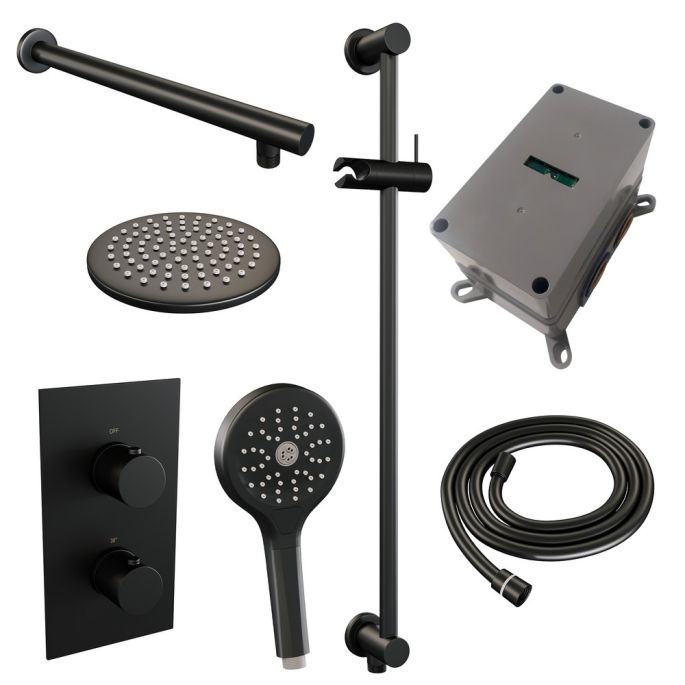 Brauer Edition 5-S-070 thermostatische inbouw regendouche 3-weg omstelling SET 43 mat zwart