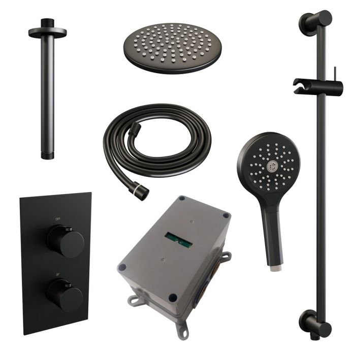 Brauer Edition 5-S-072 thermostatic concealed rain shower 3-way diverter SET 47 matte black