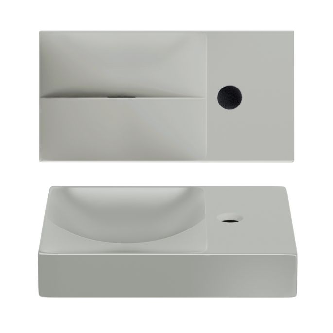 Clou Vale CL033216101R fountain 38x19cm with tap hole right matt gray ceramic