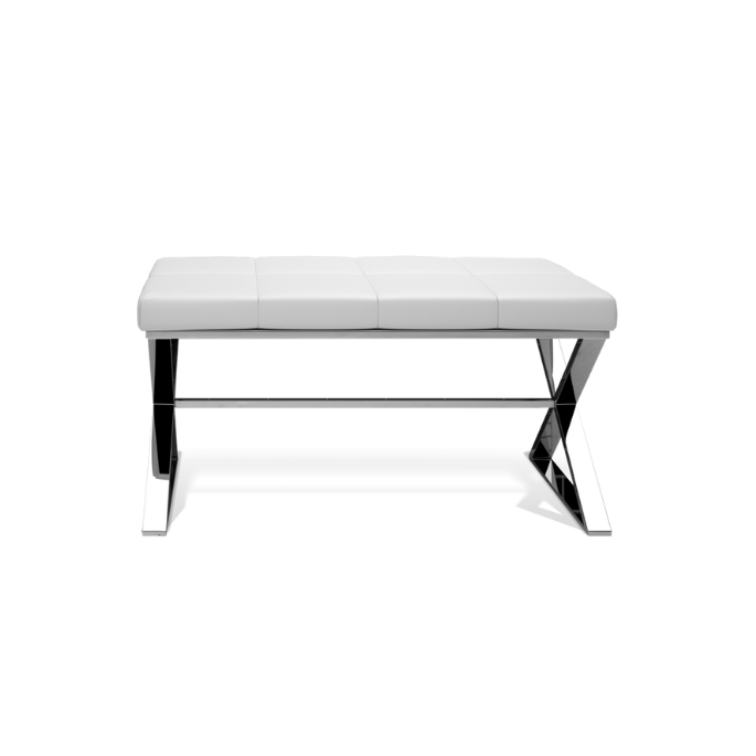 Decor Walther Bench 0509604 BENCH bench polished stainless steel/ Eco-leather cushion white