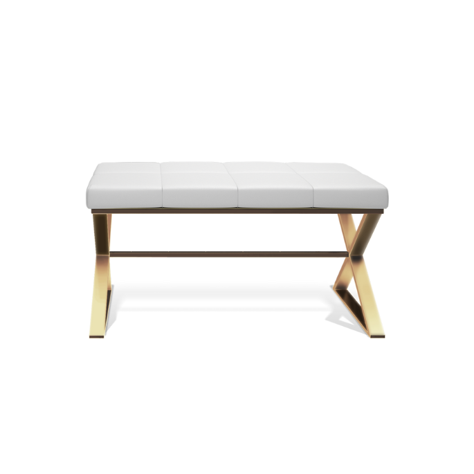 Decor Walther Bench 0509683 BENCH bench matte gold/ Eco-leather cushion white