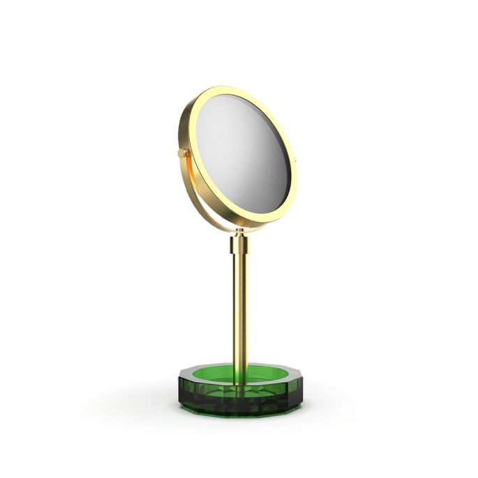 Decor Walther Crystal 0941996 KR KSA magnifying mirror 1x and 5x english green crystal/ matte gold