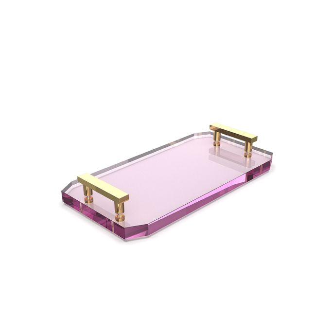Decor Walther Crystal 0942561 KR TAB tray pink crystal/ goud