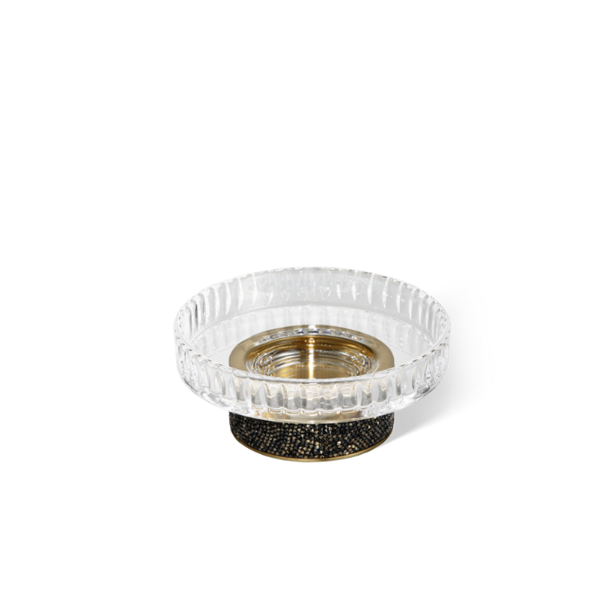 Decor Walther Rocks 0934367 ROCKS STS soap dish matte dark metal and matte gold/ clear glass