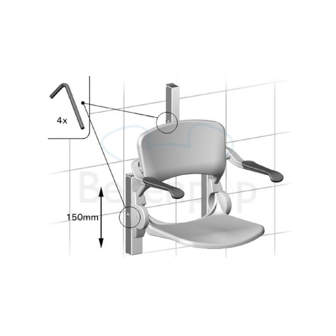 Handicare (Linido) LI2215102402 set hoogte verstelplaten RVS gecoat wit