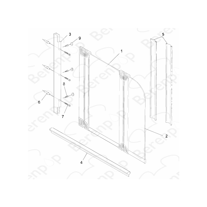 HSK Favorit E60076 slide-in rubber for 2-part or 3-part bath folding wall, white *no longer available*.