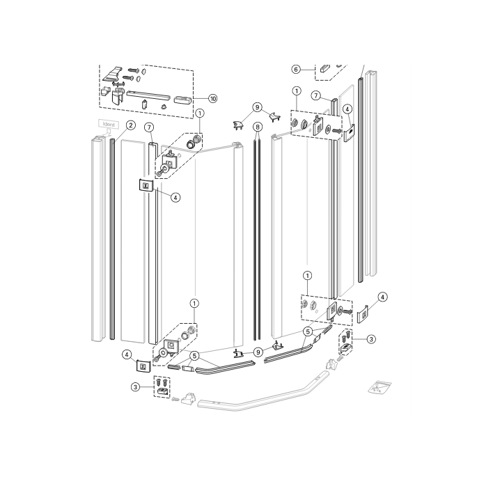 Huppe 1002, 054244 set inschuif magneetstrippen, 200cm