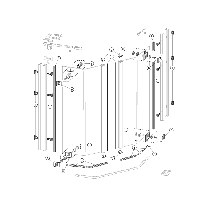 Huppe 1002, 054244 set inschuif magneetstrippen, 200cm