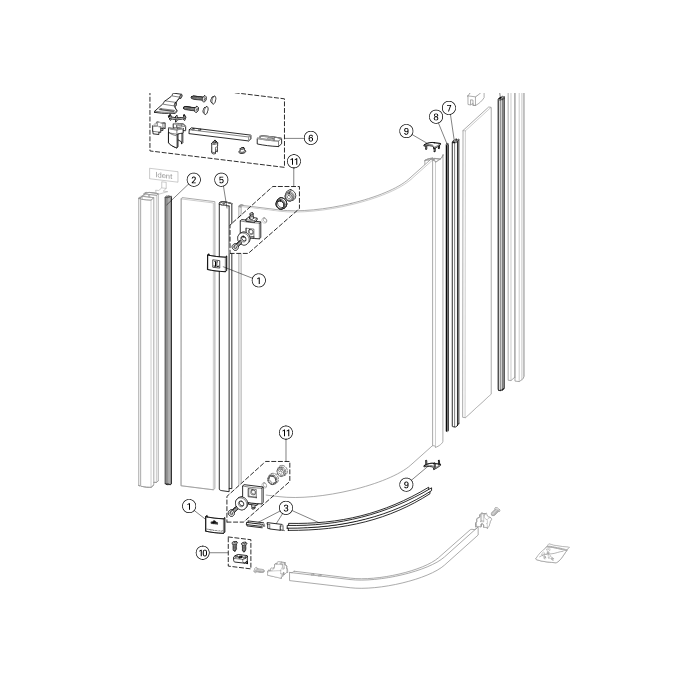 Huppe 1002, 054244 set inschuif magneetstrippen, 200cm