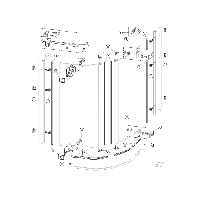 Huppe 1002, 054244 set inschuif magneetstrippen, 200cm
