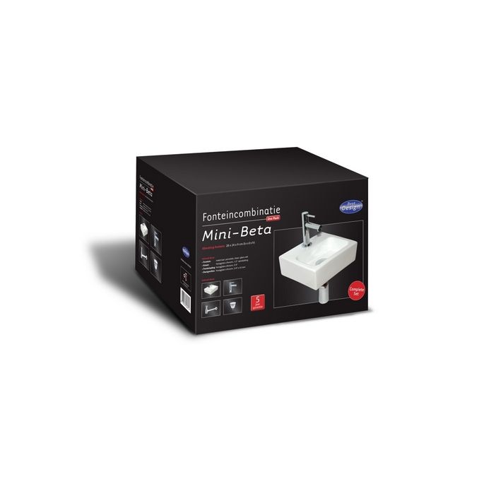 San4U 2505035 One Pack Mini Beta fonteinset wit keramiek/ chroom