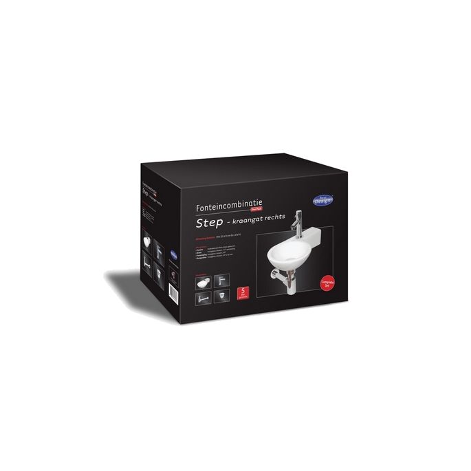 San4U 2506035 One Pack Step (rechts) Handwaschbecken set weiß Keramik/ Chrom