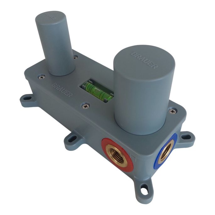 Brauer Edition 5-GK-004-B3 inbouw wastafelmengkraan met gebogen uitloop en afdekplaat model C1 koper geborsteld PVD