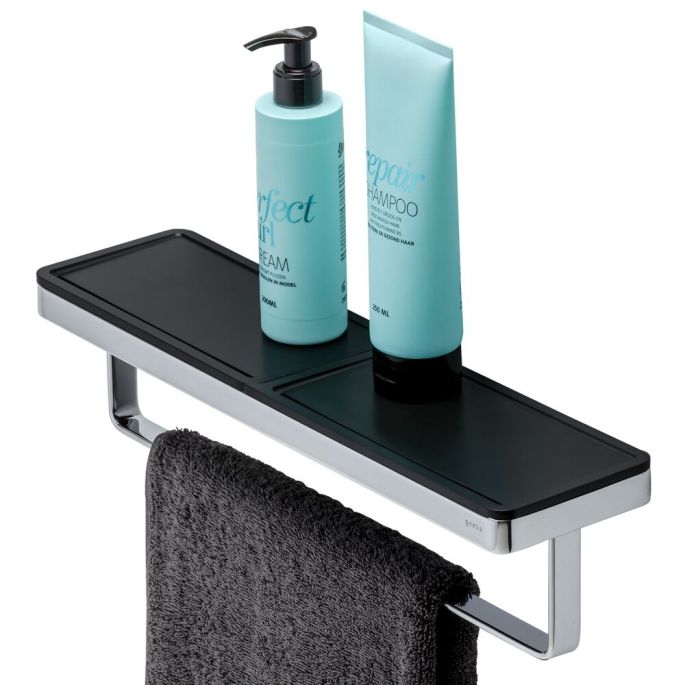 Geesa Frame 918853-02-06-420 handdoekrek met planchet chroom/ zwart