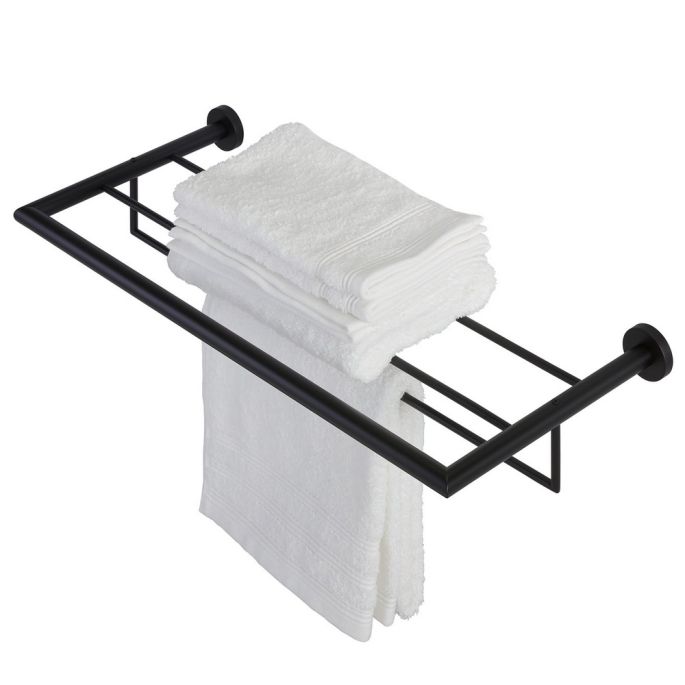 Geesa Nemox Black 916552-06 handdoekrek met planchet 60 cm mat zwart