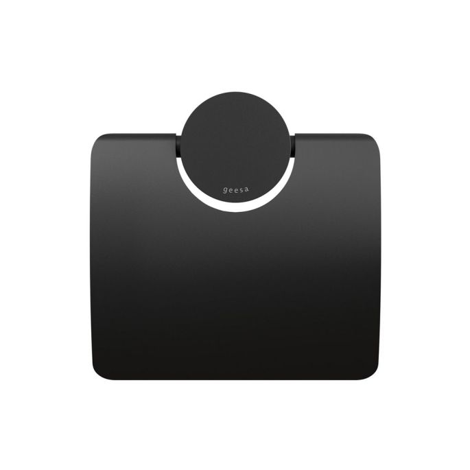 Geesa Opal Black 917208-06 toiletrolhouder met klep zwart