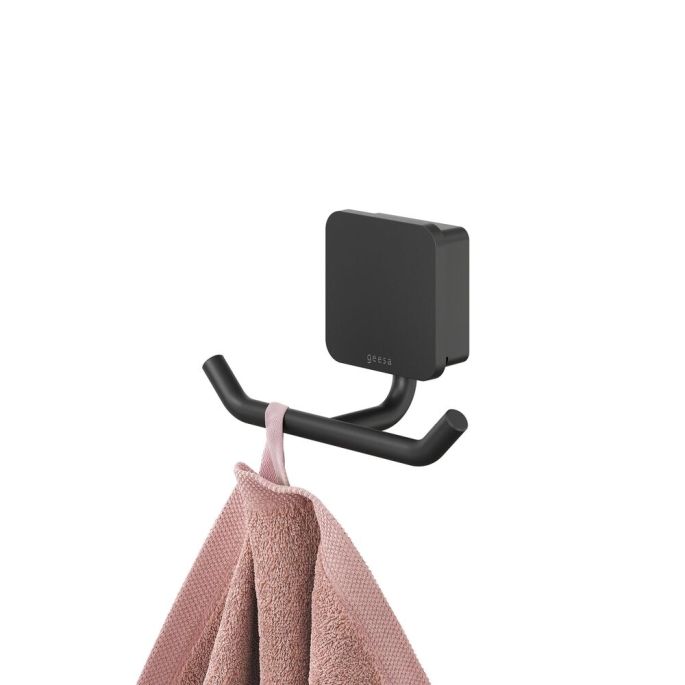 Geesa Topaz Black 917915-06-A handdoekhaak dubbel zwart