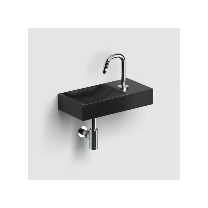 Clou Vale CL033016101R fontein 38x19cm met kraangat rechts mat zwart keramiek