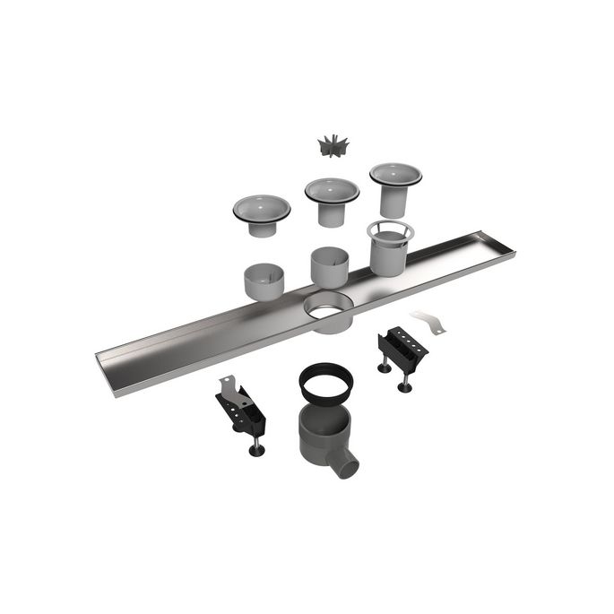 Easy Drain Multi EDMI900 shower channel 90cm side spout + EDF900 Fixt-1 grating 90 cm stainless steel (OUTLET)