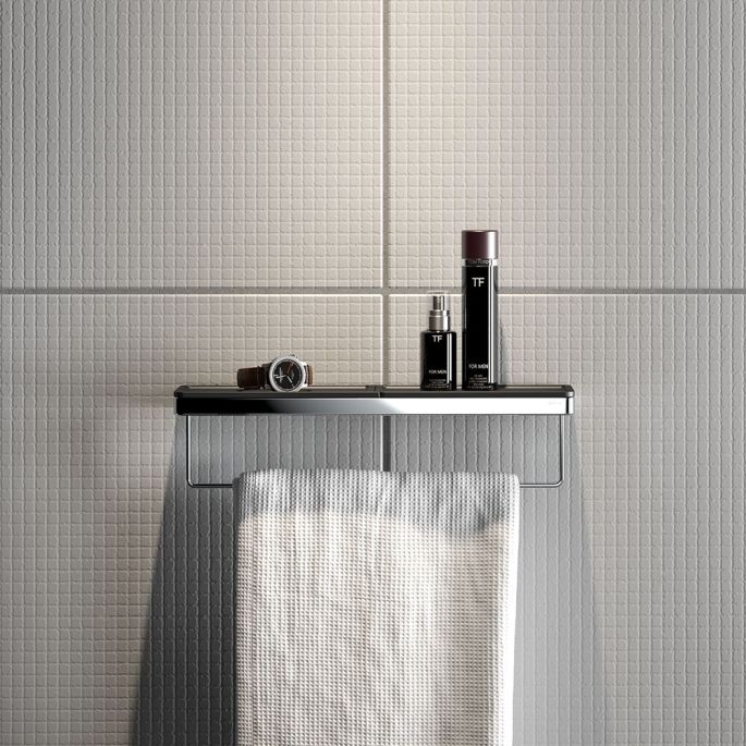 Geesa Frame 918853-02-06-420 handdoekrek met planchet chroom/ zwart