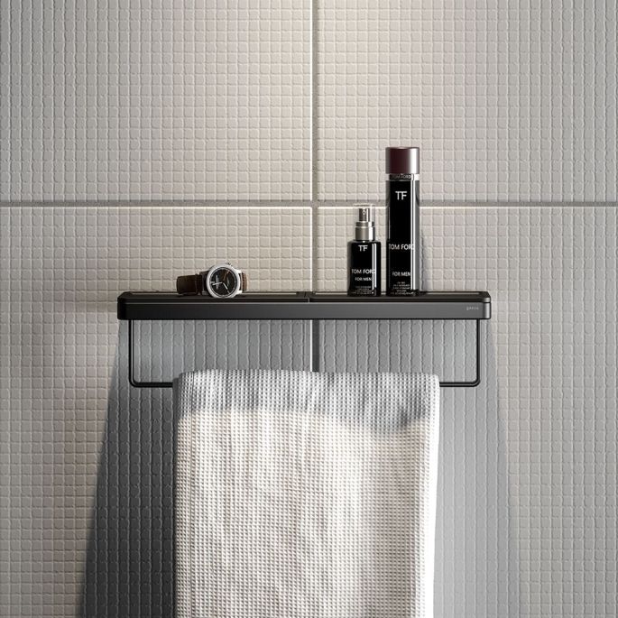 Geesa Frame 918853-06-06-420 handdoekrek met planchet zwart