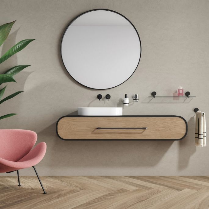 Geesa Opal Black 917202-06 glashouder met glas zwart