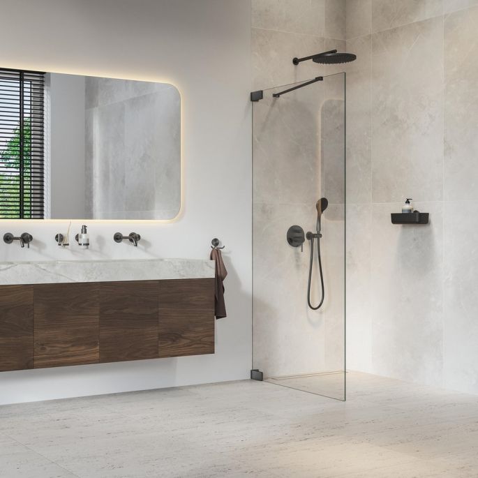 Geesa Opal Brushed Metal Black 917202-09 glass holder with glass black metal brushed