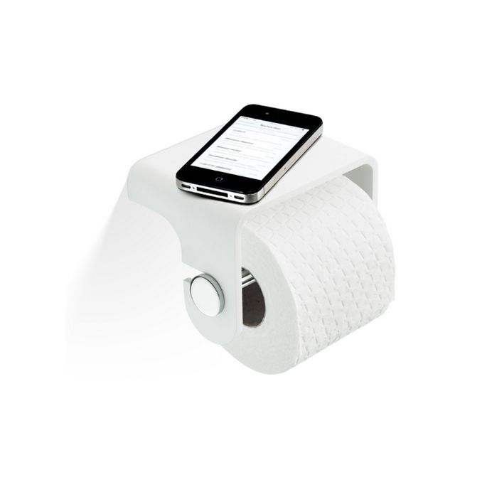 Decor Walther 0974555 Stone TPH4 toiletrolhouder wit/ RVS geborsteld