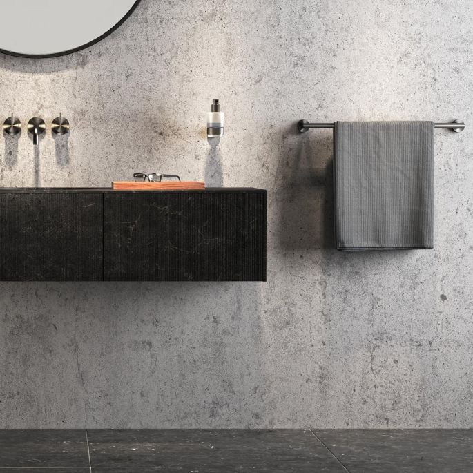 Geesa Nemox Brushed Metal Black 916507-09-60 wandhanddoekhouder 60cm zwart metaal geborsteld