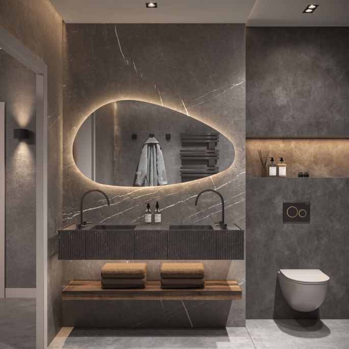 Phantom Mirrors Serie 010 010.120.70 organische LED spiegel, 120x70 cm met directe en indirecte led rondom