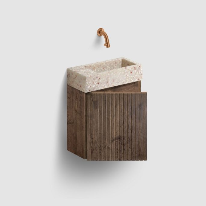 Clou Verti CL07106703664L fonteinonderkast met geribbelde deur, donker eiken, links