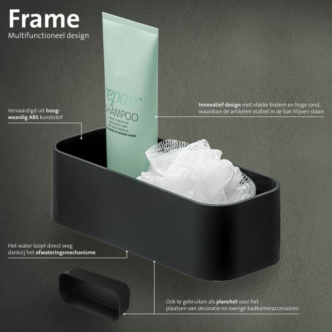 Geesa Frame 918901-06 douchemand / planchet 25 cm zwart