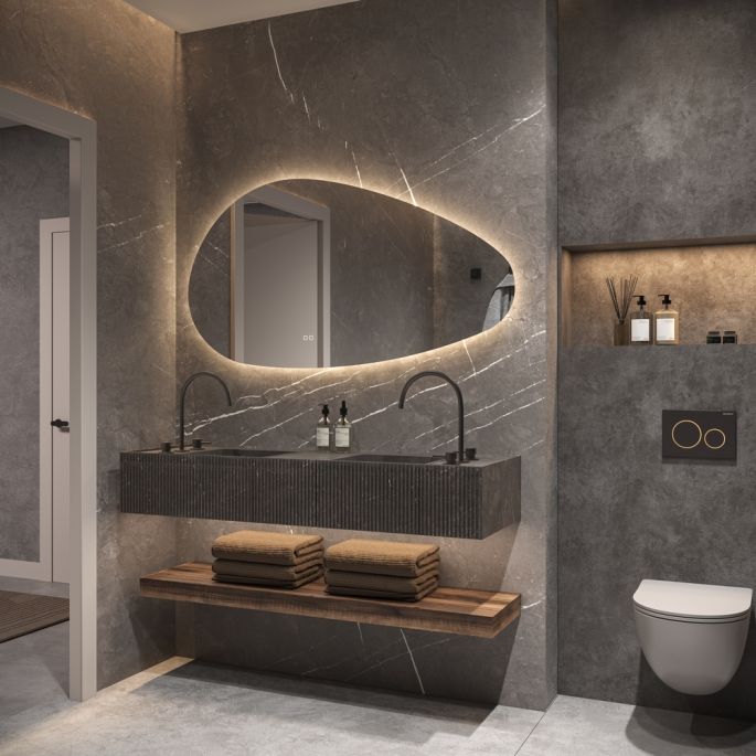 Phantom Mirrors Serie 010 010.160.80 organische LED spiegel, 160x80 cm met directe en indirecte led rondom