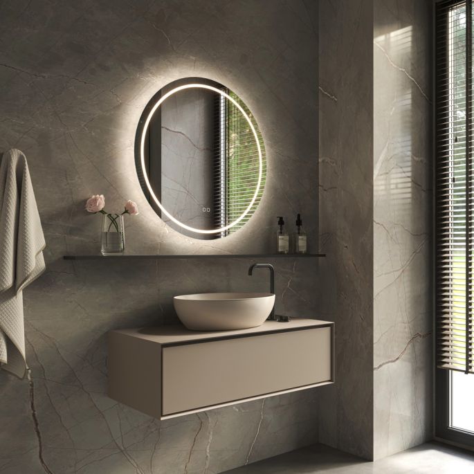 Phantom Mirrors Serie 002 002.80.80 rund LED Spiegel, 80 cm mit direkter und indirekter LED rundum