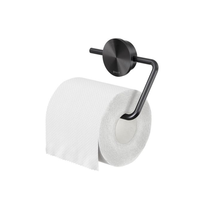 Geesa Opal Brushed Metal Black 917209-09 toilet roll holder without flap black metal brushed
