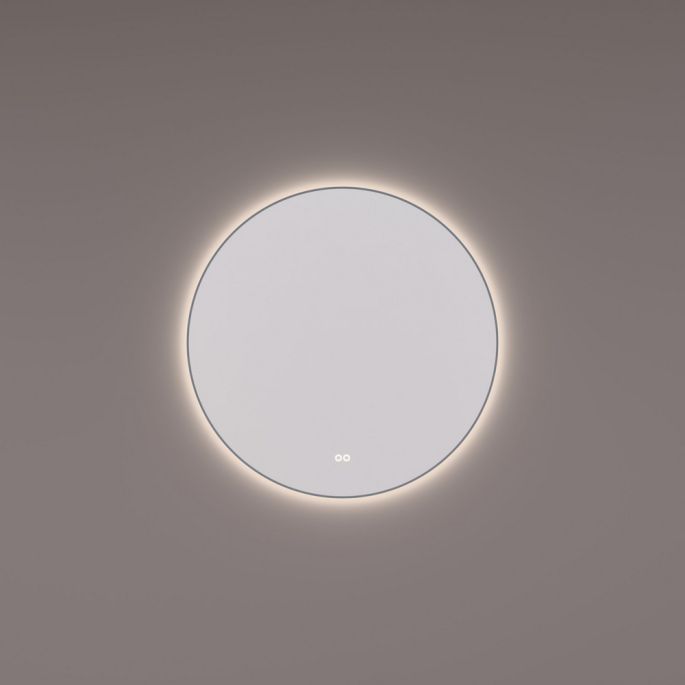Hipp Design SPV 13505 KW GUN mirror round in gunmetal PVD with indirect LED lighting all around 60x3cm