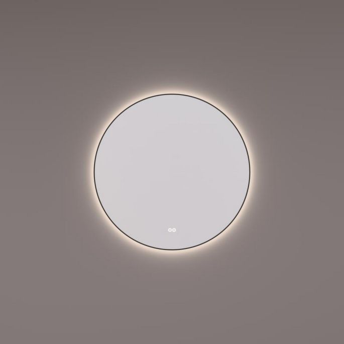 Hipp Design SPV 13510 BL KW spiegel rond in MAT ZWART met indirecte LED verlichting rondom 80x3cm