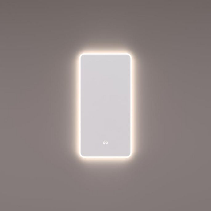 Hipp Design SPV 16001 KW mirror with rounded corners and with direct and indirect LED lighting all around 45x90x3cm