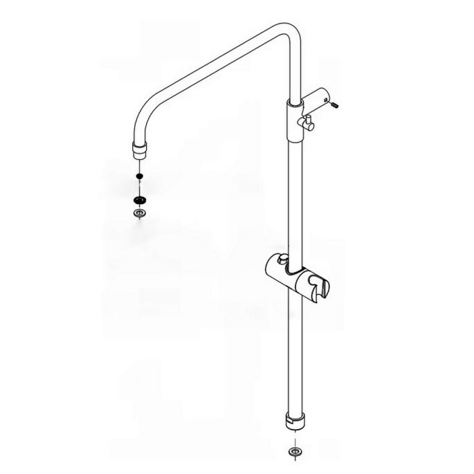 HSK E98506-1 douchestang met buis voor douchekop, glijstuk en aansluiting voor RS200 showerset