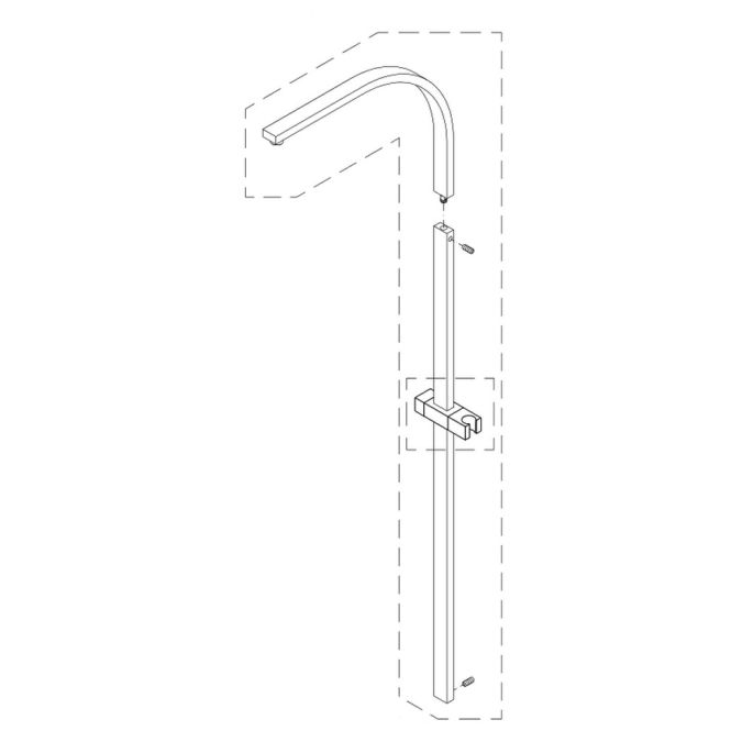 HSK E98506-4-41 douchestang met buis voor douchekop, glijstuk en aansluiting voor RS 500 AquaSwitch showerset chroom