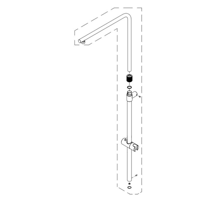 HSK E98506-8-41 douchestang met buis voor douchekop, glijstuk en aansluiting voor AquaXPro 200 showerset chroom